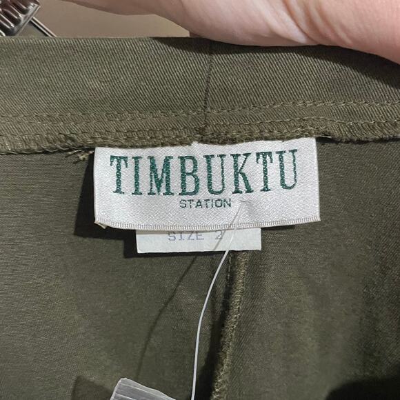 NWT TimBukTu Station 100% Tencel Olive Green Midi Skirt Size 2 Vintage Granola - Picture 2 of 14